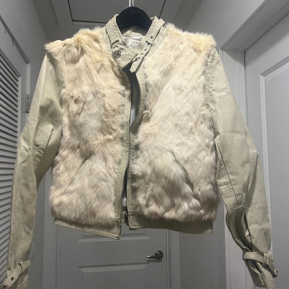 Leather and fur jacket